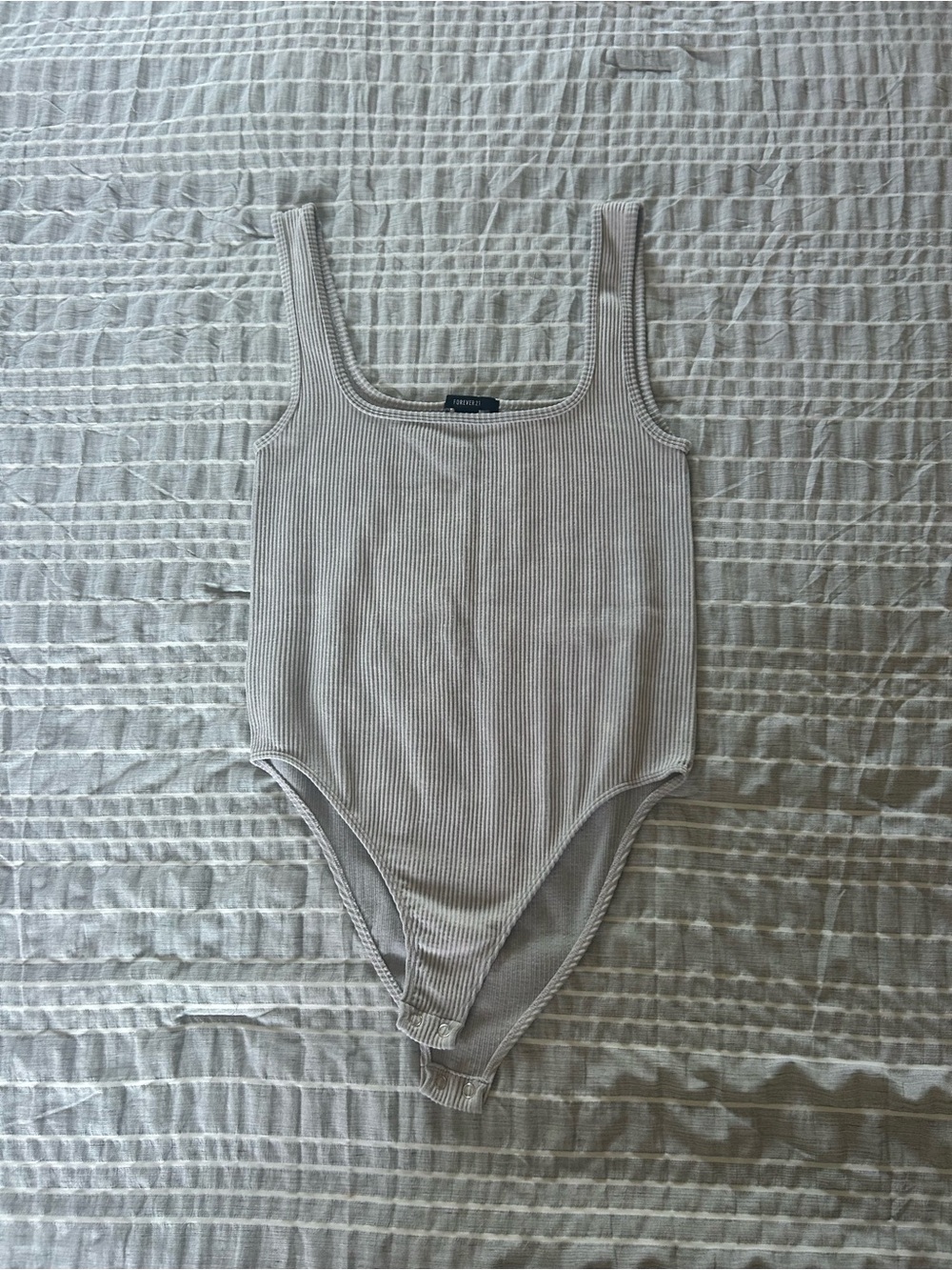 Ribbed Scoop Neck Bodysuit in Light gray